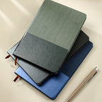 A5 printed notebook with imitation leather and hard cover 