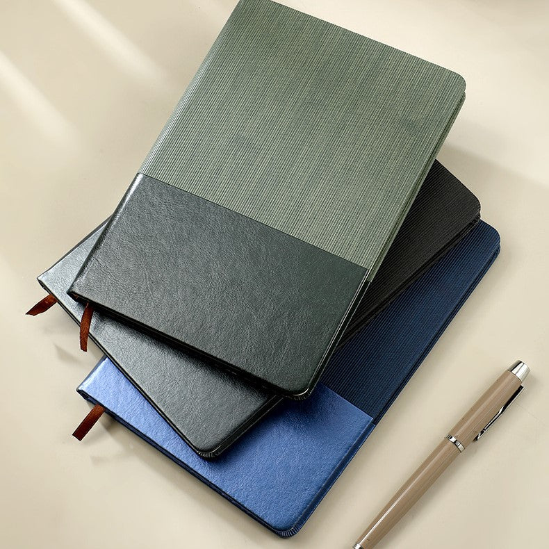 A5 printed notebook with imitation leather and hard cover 