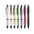 Ballpoint pens made from recycled, eco-friendly wheat fiber with blue and black ink 