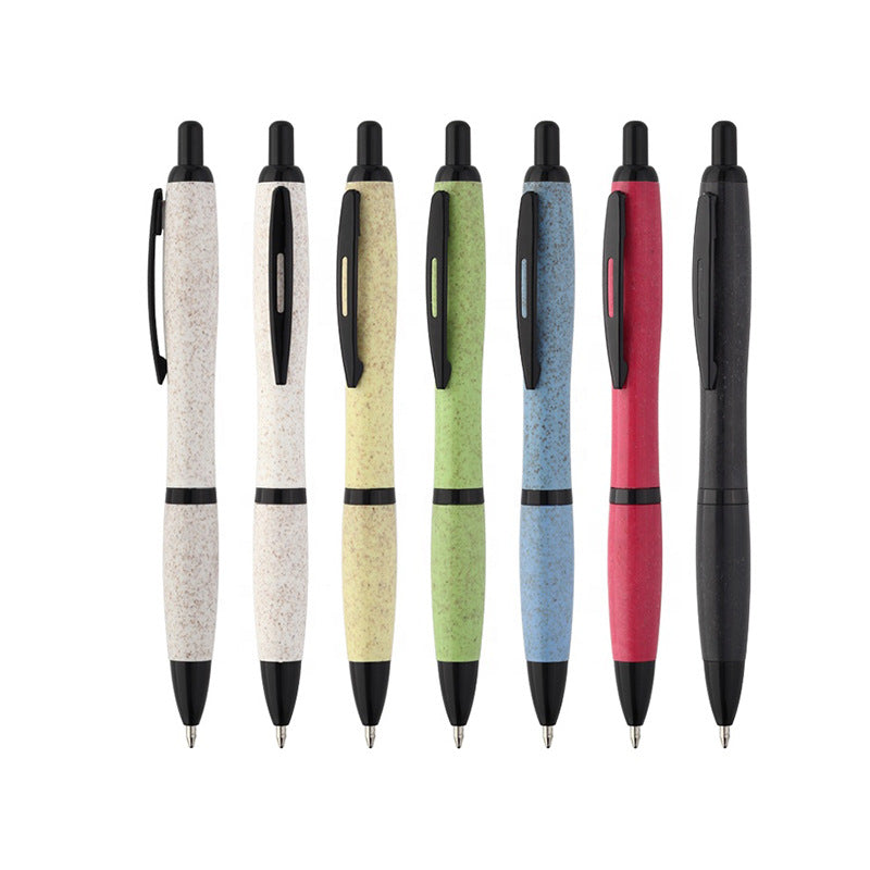 Ballpoint pens made from recycled, eco-friendly wheat fiber with blue and black ink 
