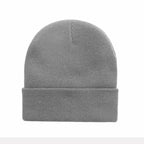 Promotional stretch knit beanies with rolled cuff