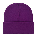 Promotional stretch knit beanies with rolled cuff