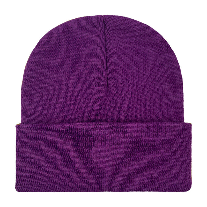 Promotional stretch knit beanies with rolled cuff