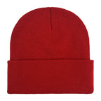 Promotional stretch knit beanies with rolled cuff