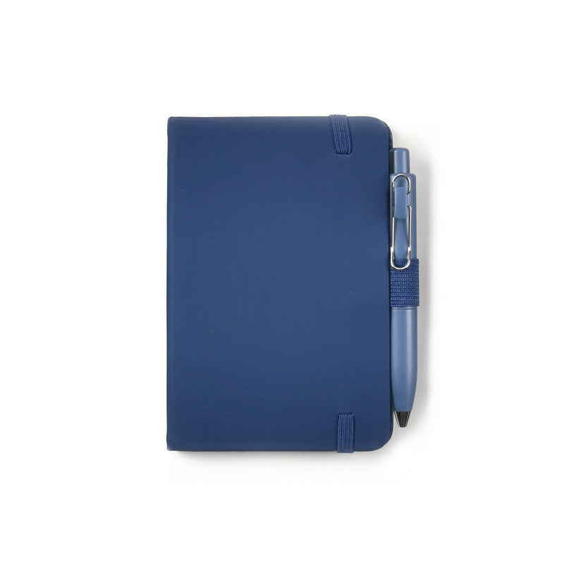 A6 PU notebook with smooth pages, accompanied by a plastic pen