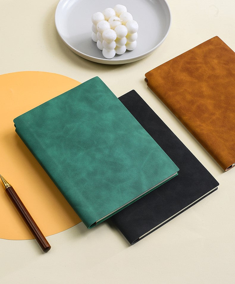 A5 faux leather notebook with high-quality soft-touch lined pages 