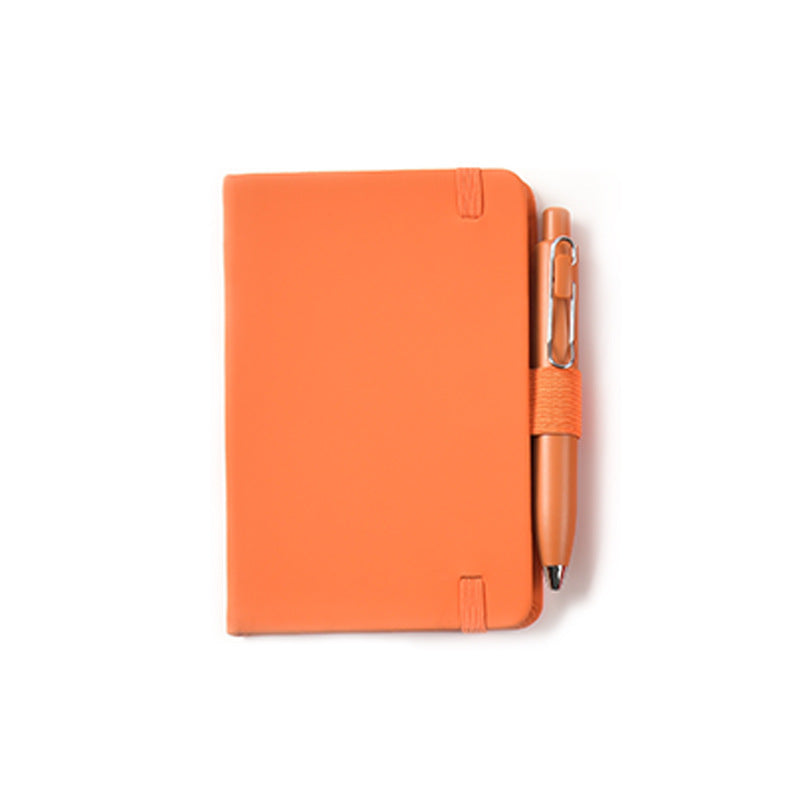 A6 PU notebook with smooth pages, accompanied by a plastic pen
