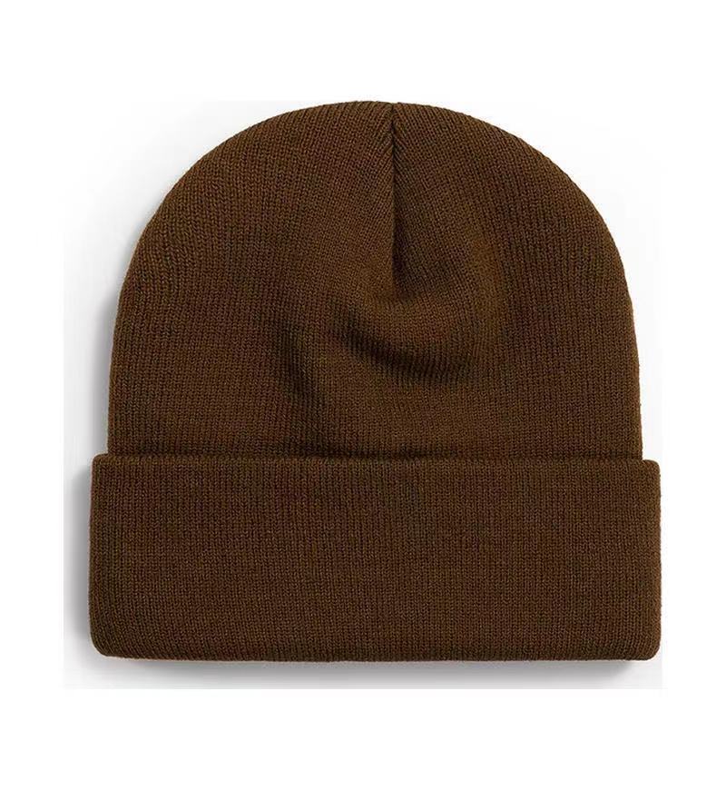 Promotional stretch knit beanies with rolled cuff
