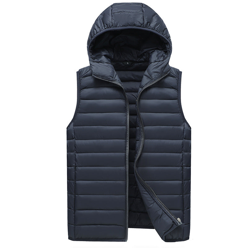 Men's down jacket in polyester. Cheap. Promotional item.