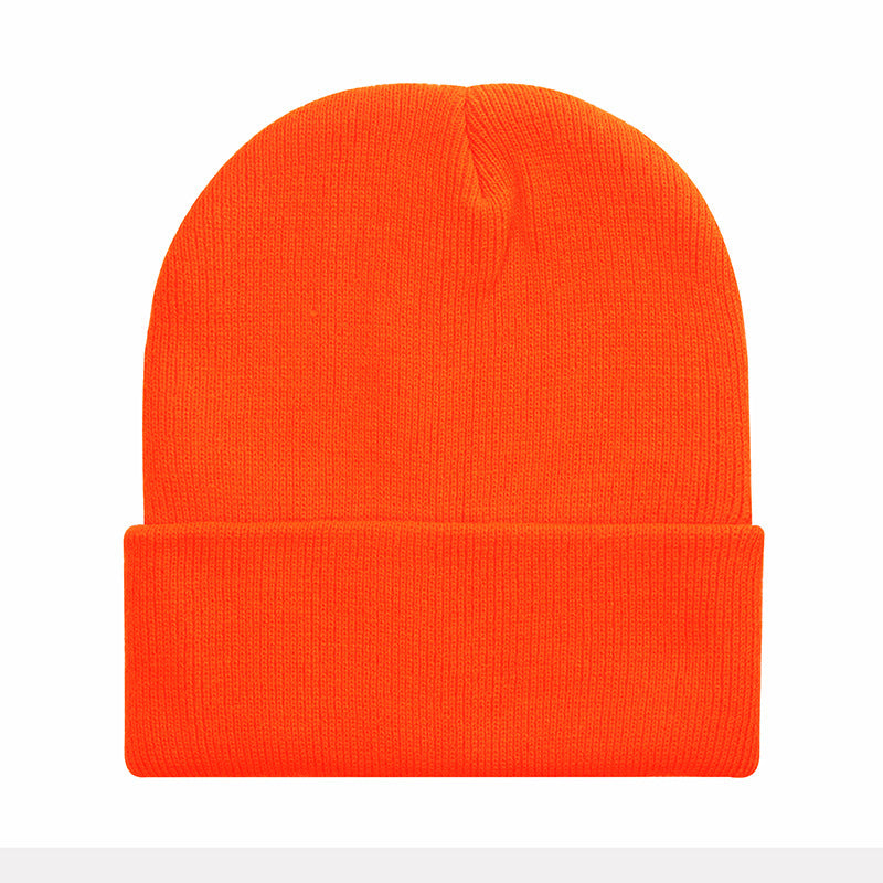 Promotional stretch knit beanies with rolled cuff