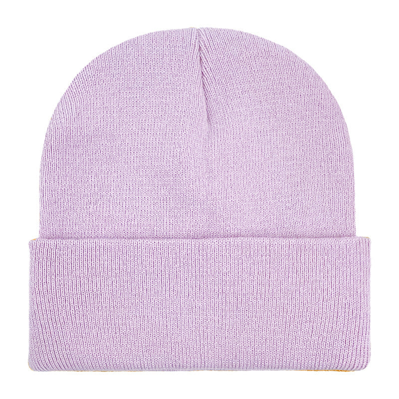 Promotional stretch knit beanies with rolled cuff