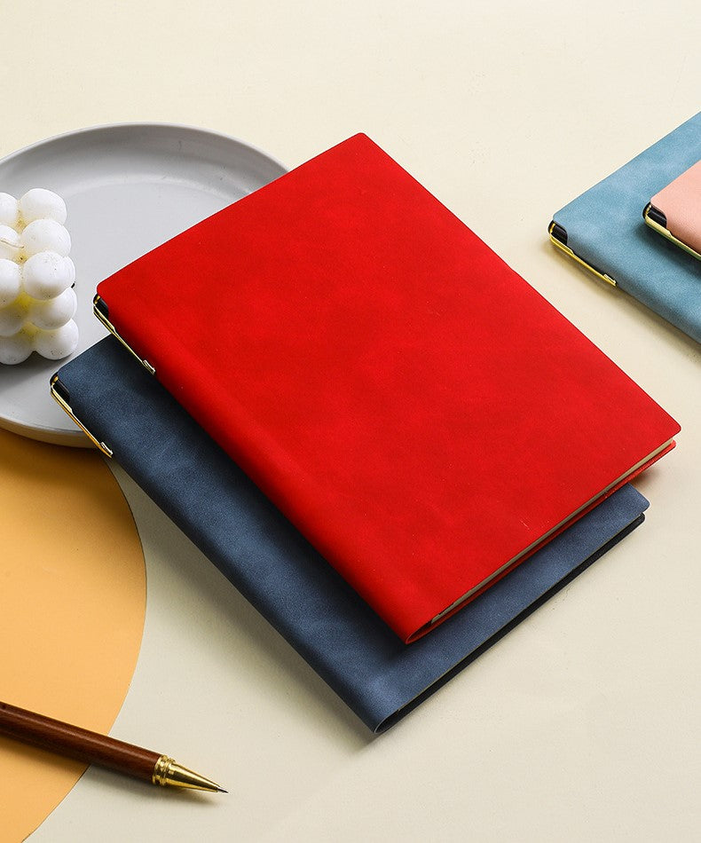 A5 faux leather notebook with high-quality soft-touch lined pages 