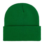 Promotional stretch knit beanies with rolled cuff