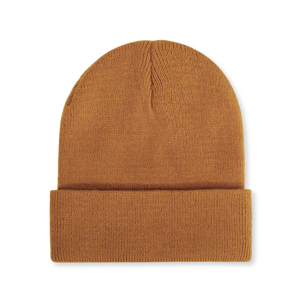 Promotional stretch knit beanies with rolled cuff