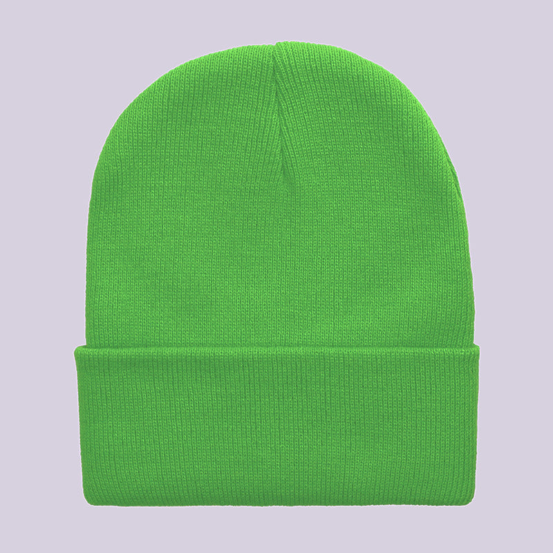 Promotional stretch knit beanies with rolled cuff