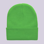 Promotional stretch knit beanies with rolled cuff