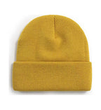 Promotional stretch knit beanies with rolled cuff