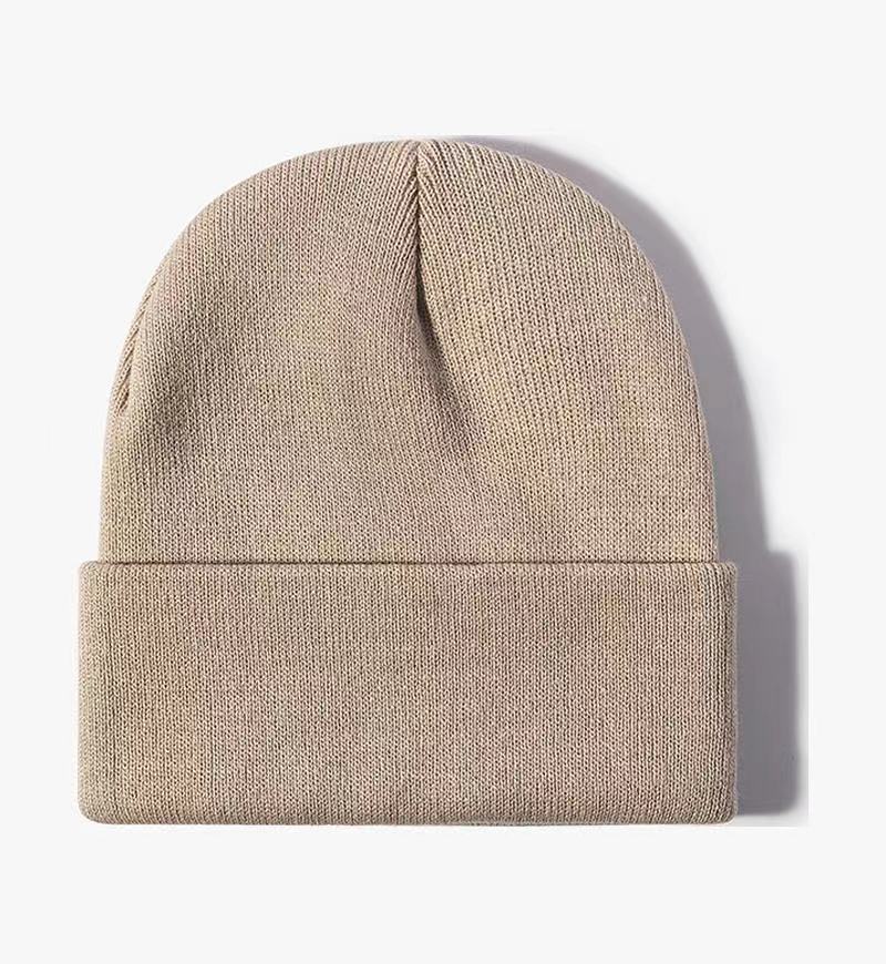 Promotional stretch knit beanies with rolled cuff