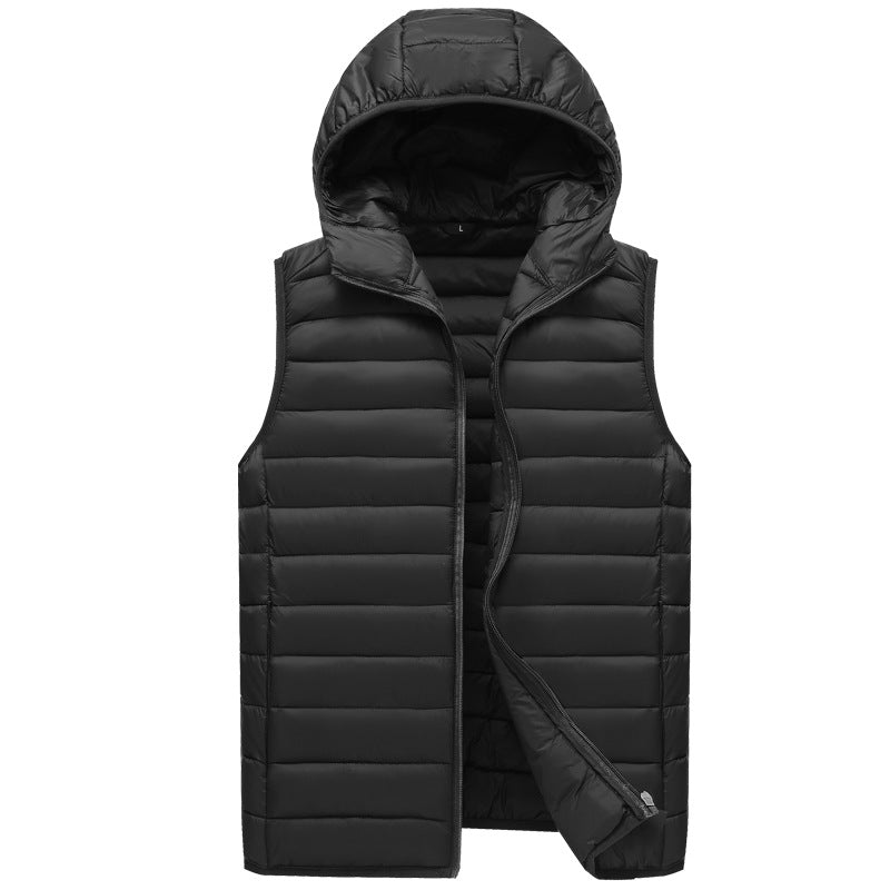 Men's down jacket in polyester. Cheap. Promotional item.
