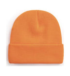 Promotional stretch knit beanies with rolled cuff