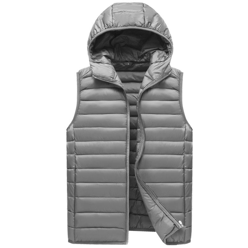 Men's down jacket in polyester. Cheap. Promotional item.