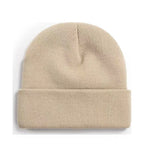 Promotional stretch knit beanies with rolled cuff