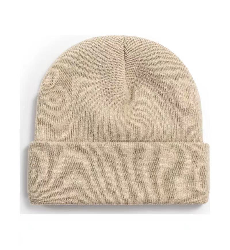 Promotional stretch knit beanies with rolled cuff