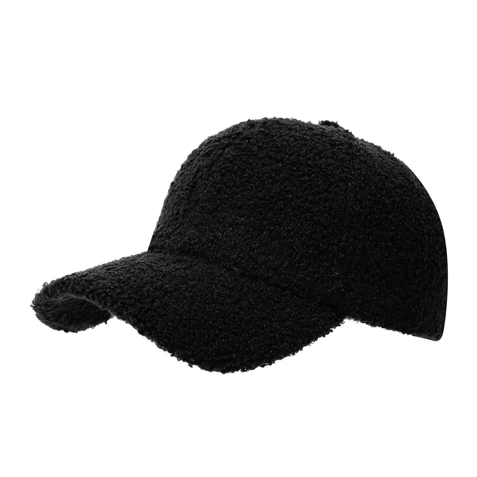 Lightweight sherpa fabric cap with hook and loop closure
