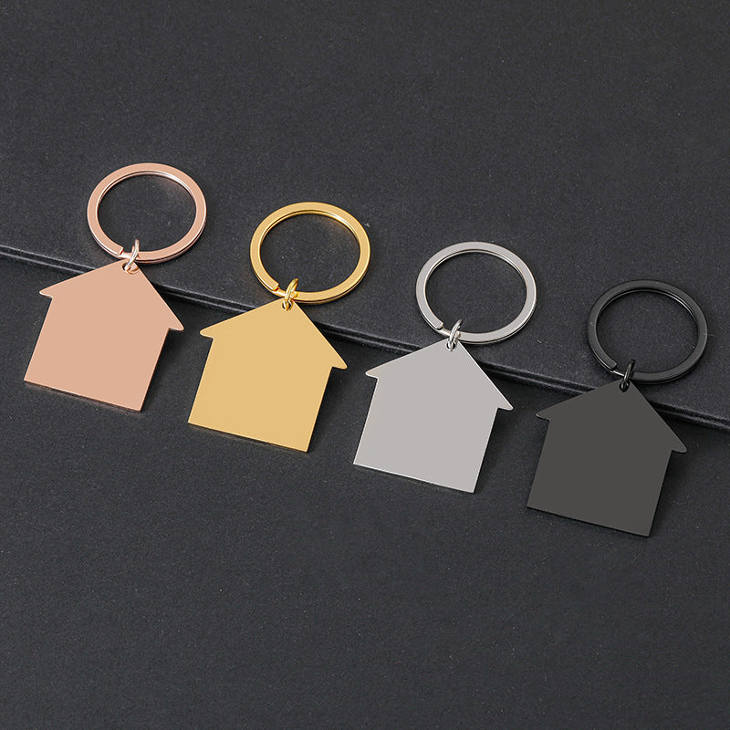 Metal house-shaped keychain