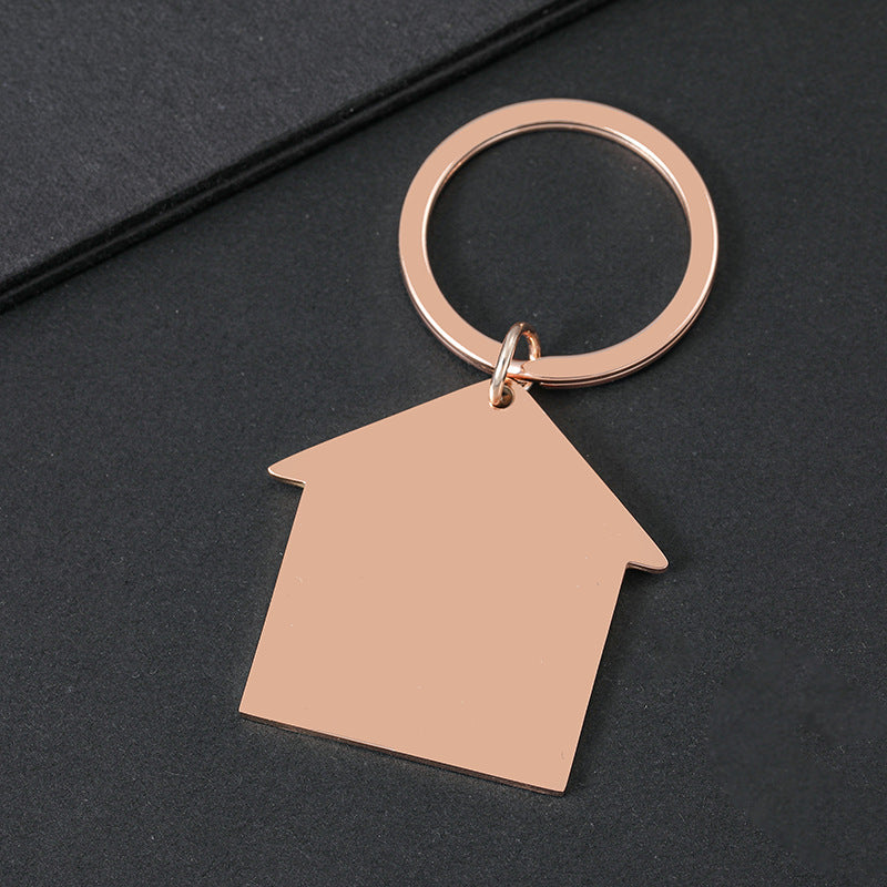 Metal house-shaped keychain