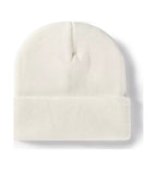 Promotional stretch knit beanies with rolled cuff