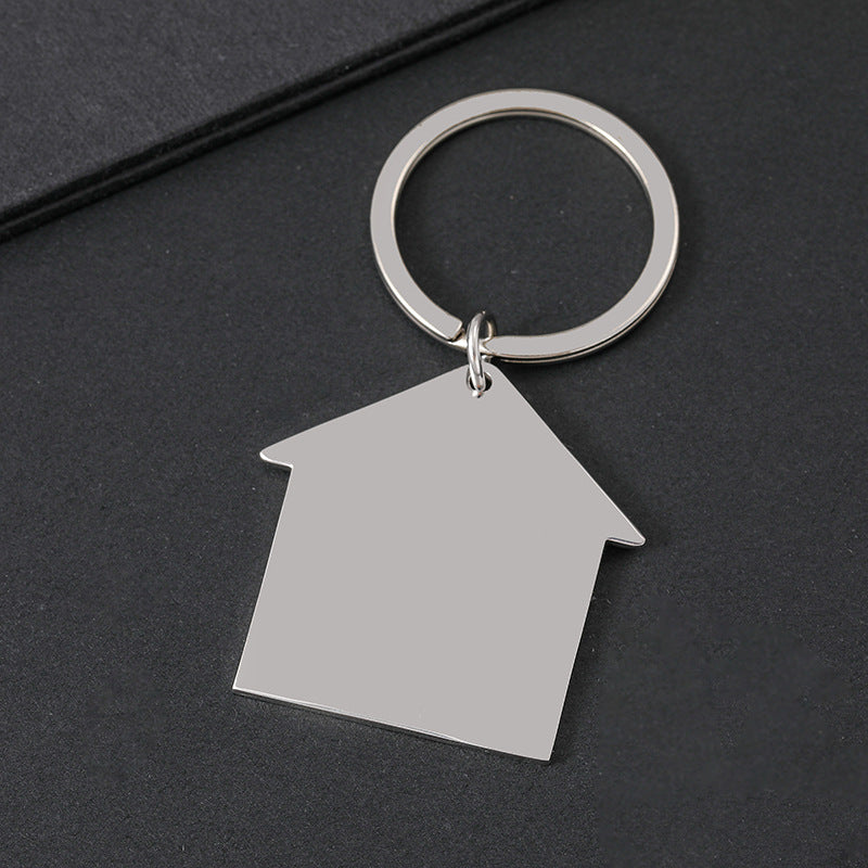 Metal house-shaped keychain