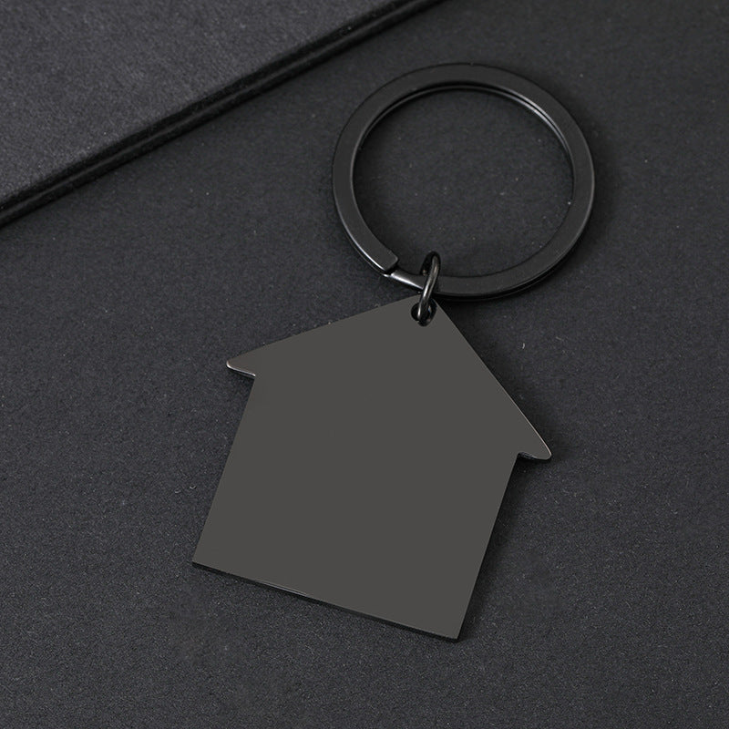 Metal house-shaped keychain