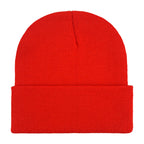Promotional stretch knit beanies with rolled cuff