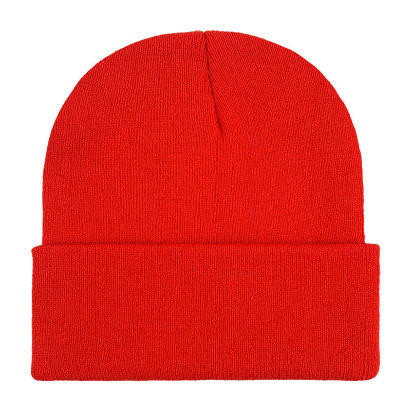 Promotional stretch knit beanies with rolled cuff