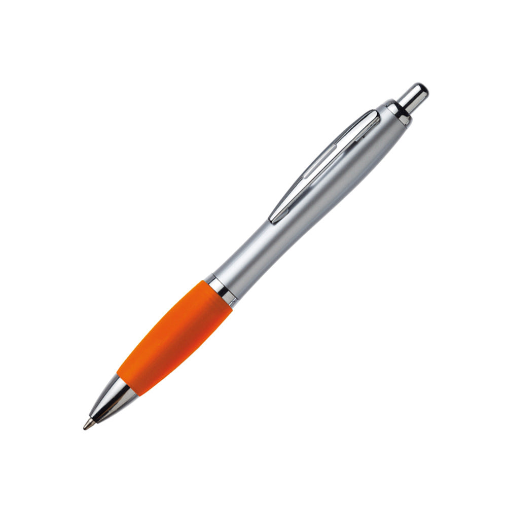 Inexpensive personalized pens made from recycled plastic, curved with grip 