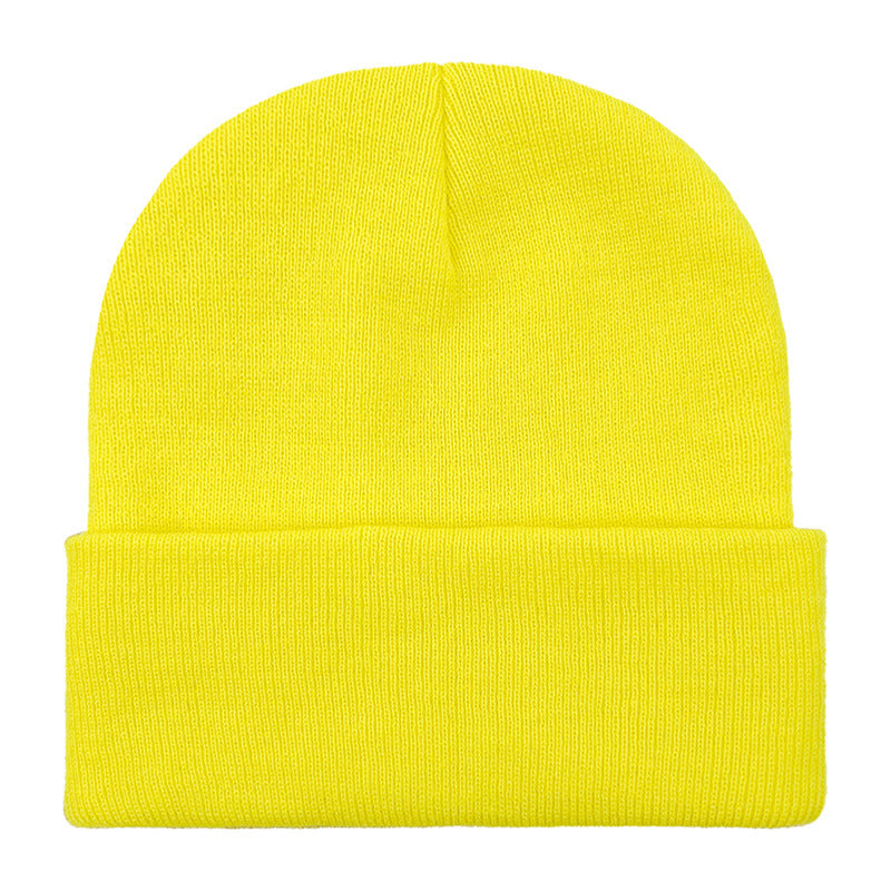 Promotional stretch knit beanies with rolled cuff