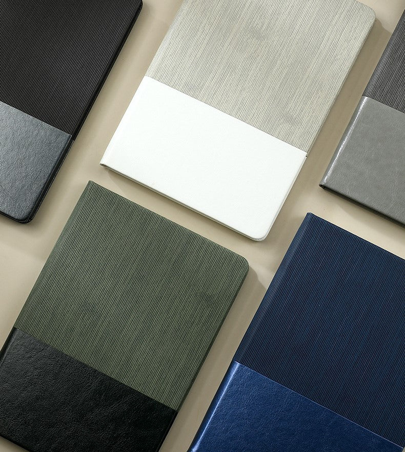 A5 printed notebook with imitation leather and hard cover 