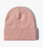 Promotional stretch knit beanies with rolled cuff