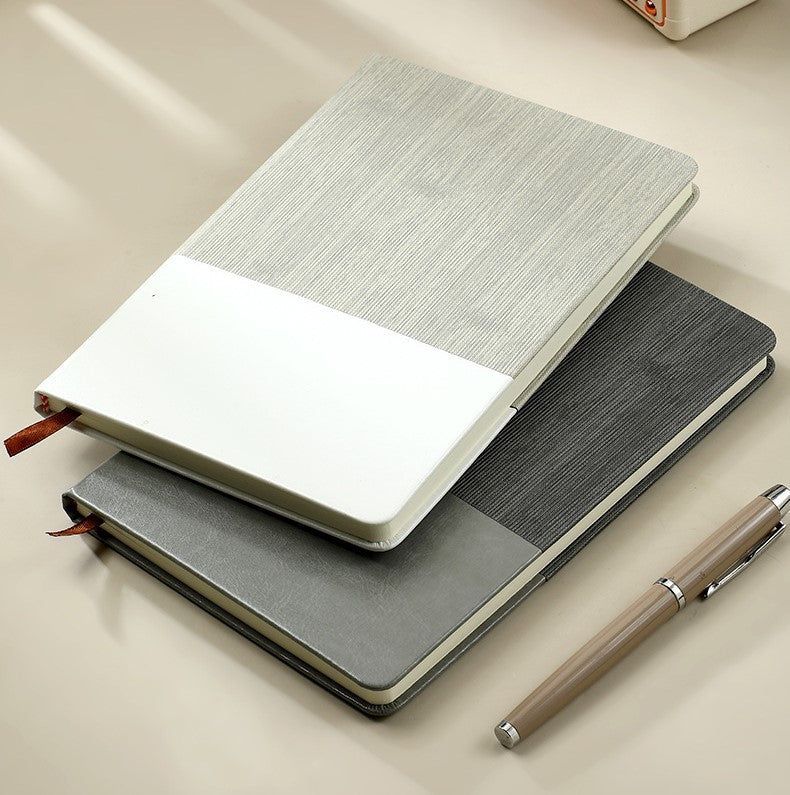 A5 printed notebook with imitation leather and hard cover 
