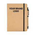 A5 notebook personalized with recycled logo, elastic closure, black lined pages, EcoNote