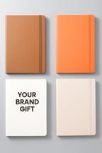 Recycled A5 notebook with fruit design (banana, pineapple) personalized with your logo and lined pages