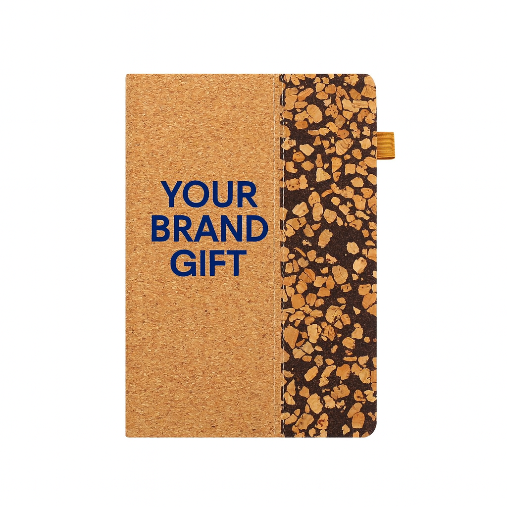 A5 notebook with a hard cover in a coffee bean pattern.