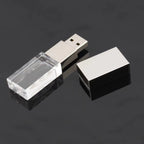 Inexpensive silver and crystal glass USB flash drive with 3D logo customization
