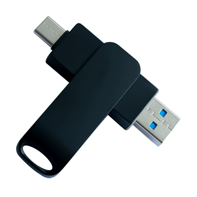 Inexpensive metal USB flash drive for computers and laptops, Type-C, available in black and silver, with logo customization.