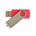 Inexpensive USB flash drive in matte plastic and rotating metal, customizable with your logo, for trade shows and corporate gifts.