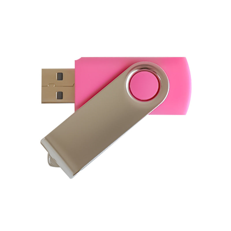 Inexpensive USB flash drive in matte plastic and rotating metal, customizable with your logo, for trade shows and corporate gifts.