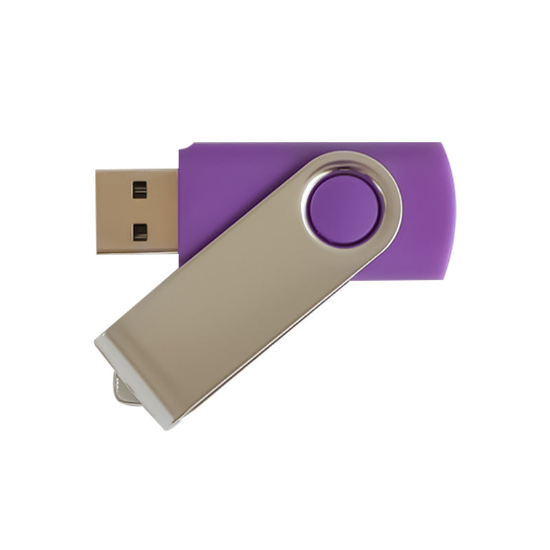 Inexpensive USB flash drive in matte plastic and rotating metal, customizable with your logo, for trade shows and corporate gifts.