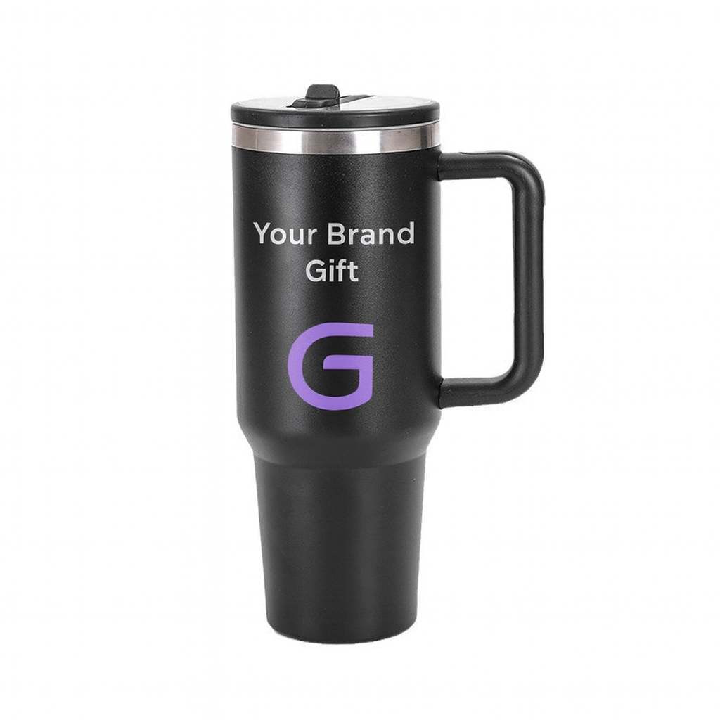 Water bottle with thermos function, straw and carrying handle, 1.18 L capacity