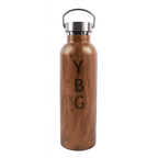 Stainless steel water bottle with bamboo-patterned wall, lid and handle, 500ml and 750ml, ideal eco-friendly gifts 